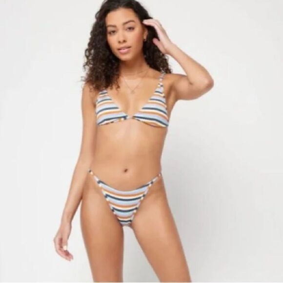 NWOT New L*space Printed Stripe Jay Bikini Bottom Large Summer Beach Vacation - Picture 2 of 8